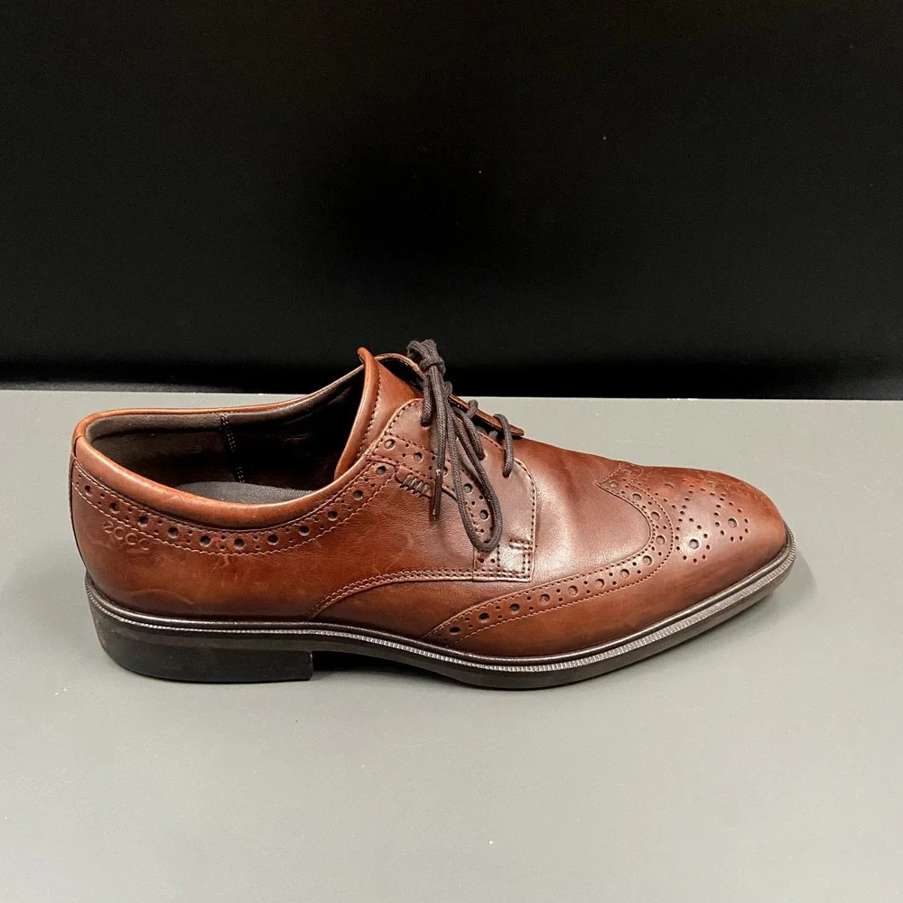 Ecco Melbourne Mens Size‎ 41 Cocoa Brown Leather Casual Wingtip Dress Shoes